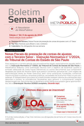 Imagem da notícia BOLETIM SEMANAL Nº 36 - 11 DE AGOSTO DE 2025